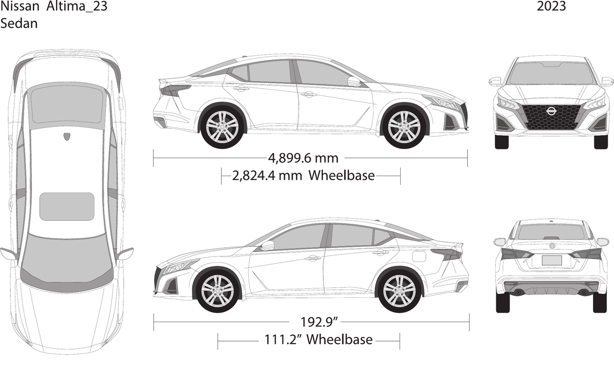 2023 Nissan Altima vector wrap template, Design-Ready PDF - GravBase