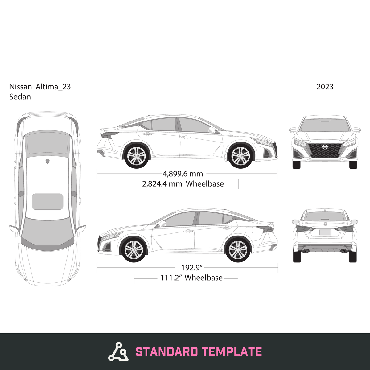 2023 Nissan Altima vector wrap template, Design-Ready PDF - GravBase