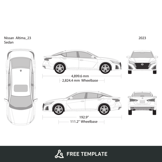 2023 Nissan Altima free vector vehicle wrap template - GravBase