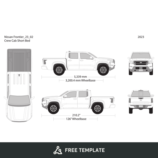 2023 Nissan Frontier front view free vector vehicle wrap template - GravBase