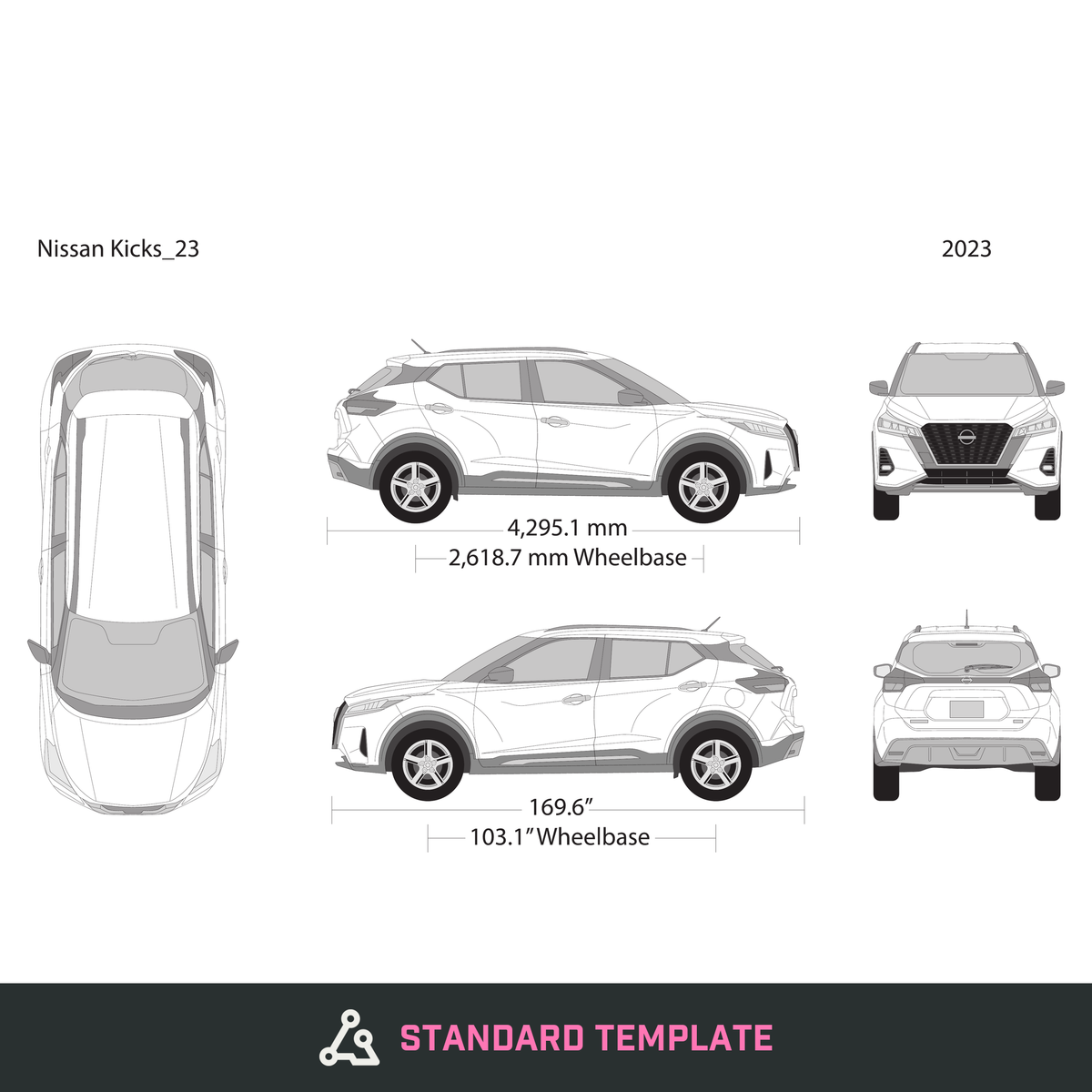 2023 Nissan Kicks vector wrap template, Design-Ready PDF - GravBase