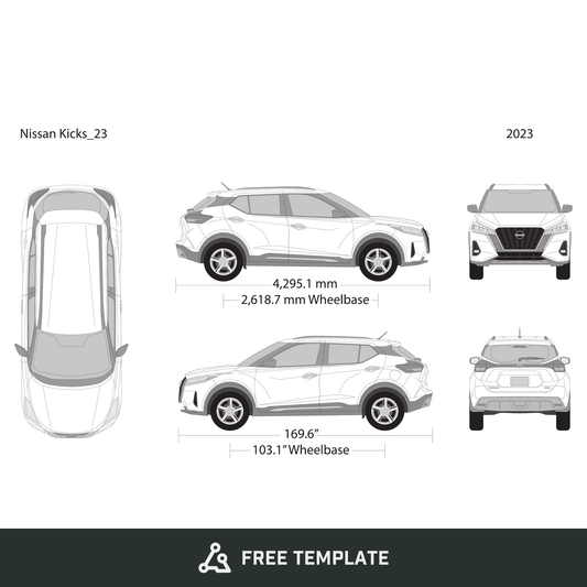 2023 Nissan Kicks free vector vehicle wrap template - GravBase