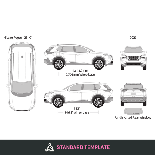 2023 Nissan Rogue vector wrap template, Design-Ready PDF - GravBase