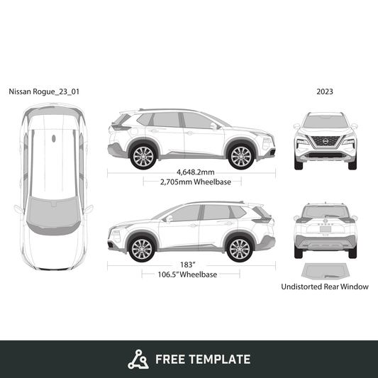 2023 Nissan Rogue free vector vehicle wrap template - GravBase