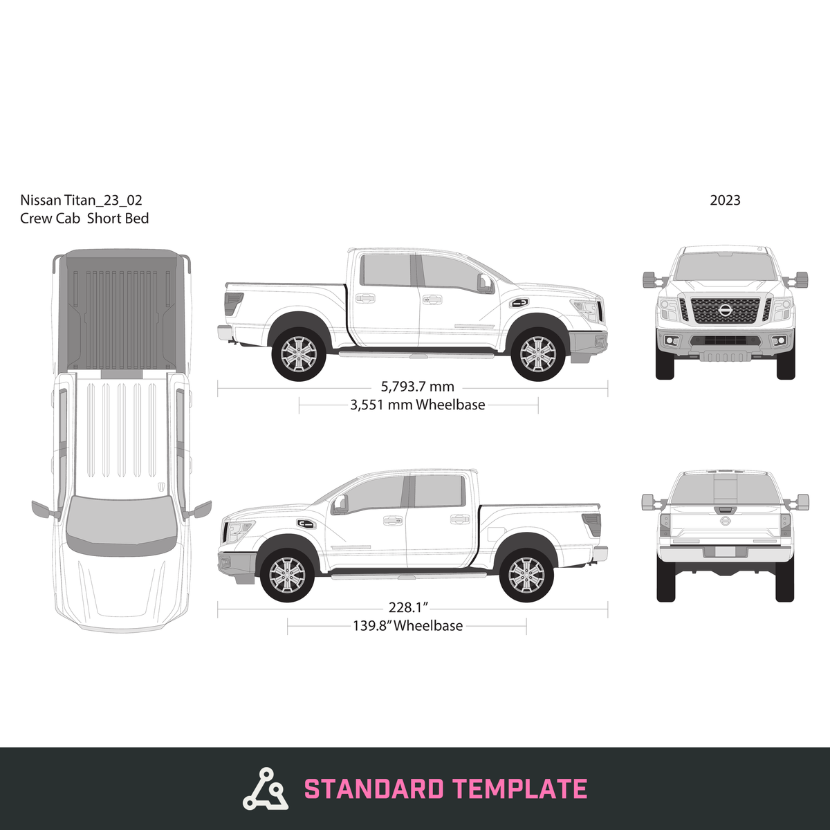 2023 Nissan Titan vector wrap template V02, Design-Ready PDF - GravBase