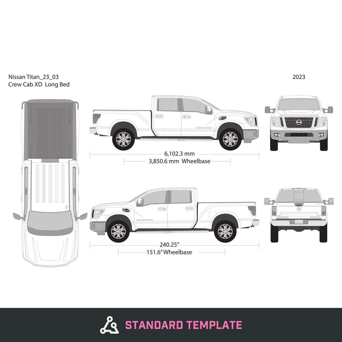 2023 Nissan Titan vector wrap template V03, Design-Ready PDF - GravBase