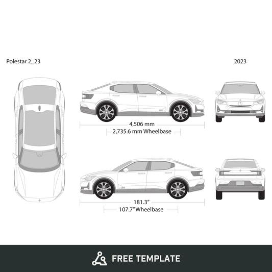 2023 Polestar 2 free vector vehicle wrap template - GravBase