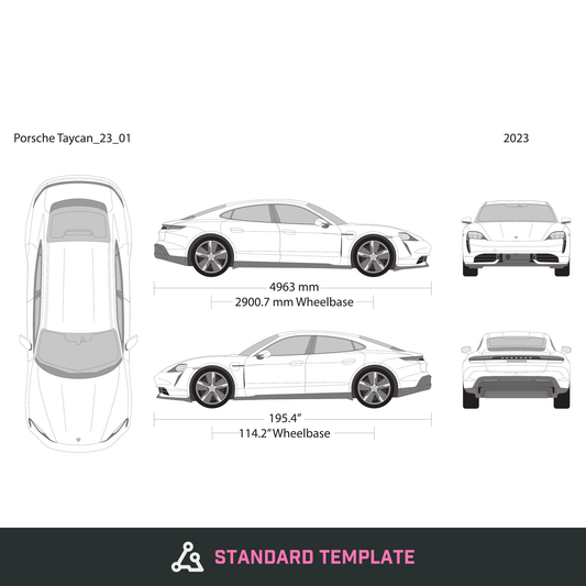 2023 Porsche Taycan vector wrap template, Design-Ready PDF - GravBase