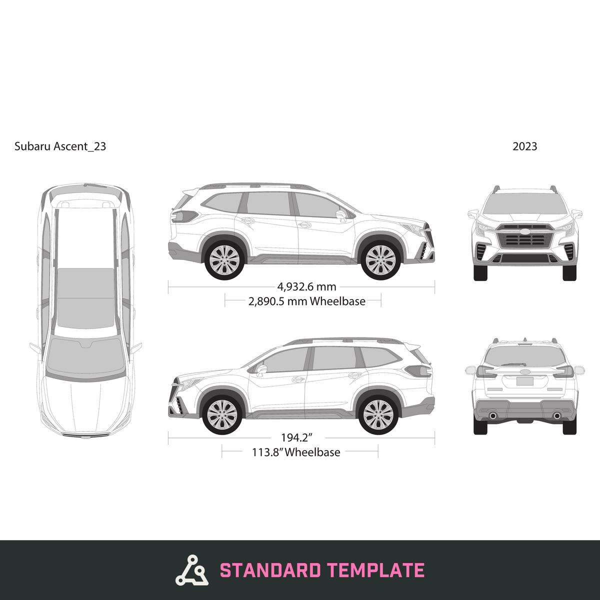 2023 Subaru Ascent vector wrap template, Design-Ready PDF - GravBase