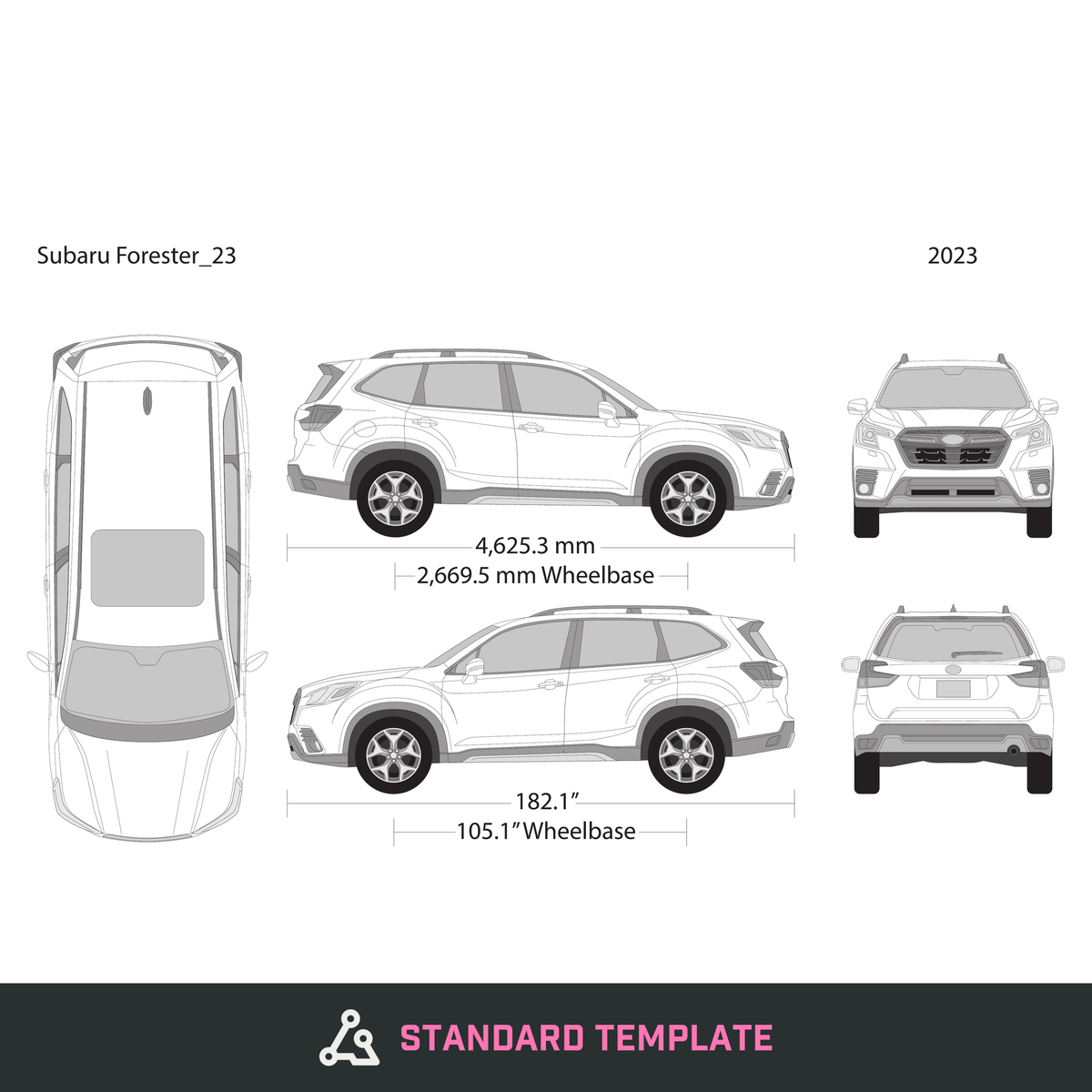 2023 Subaru Forester vector wrap template, Design-Ready PDF - GravBase