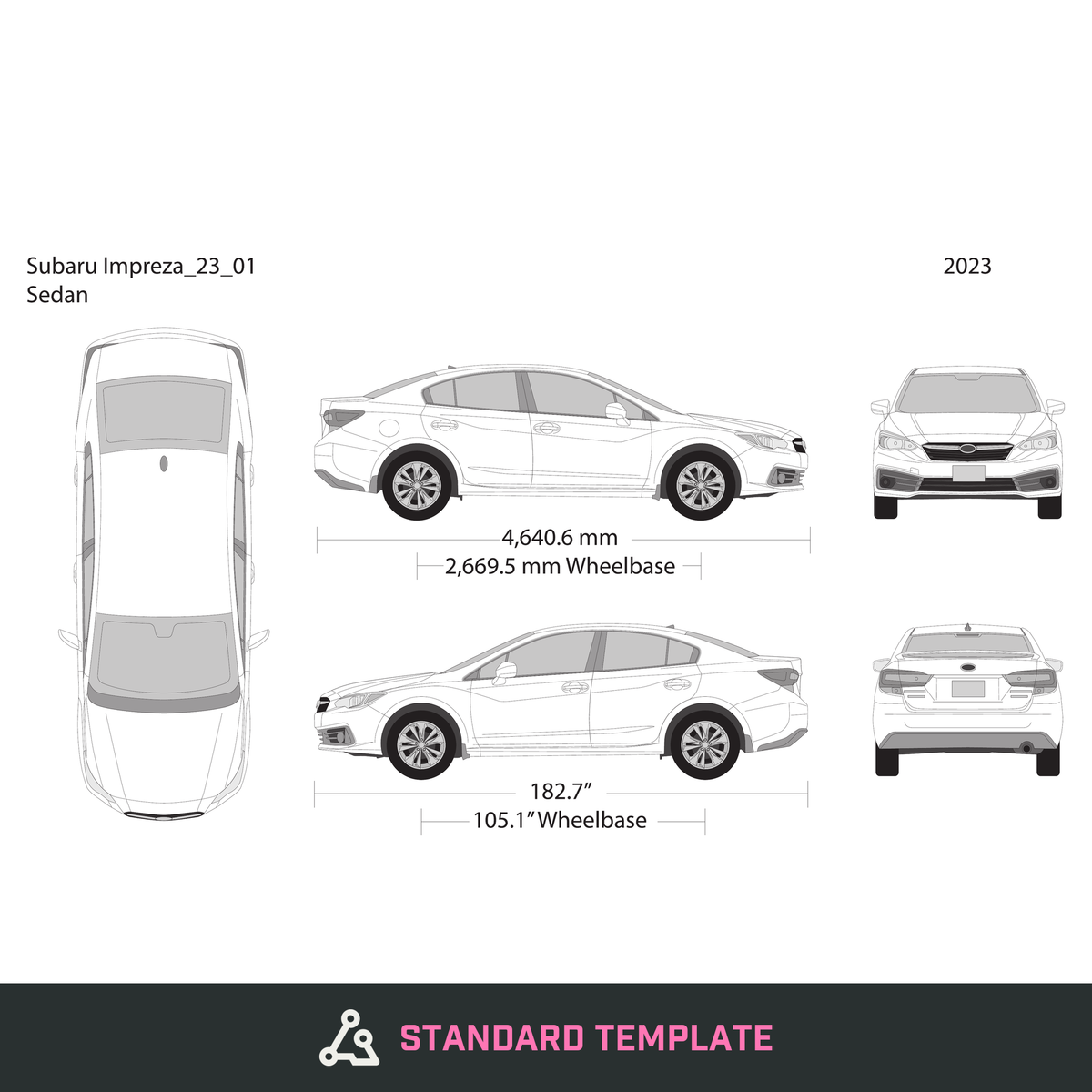 2023 Subaru Impreza vector wrap template, Design-Ready PDF - GravBase