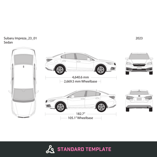 2023 Subaru Impreza vector wrap template, Design-Ready PDF - GravBase