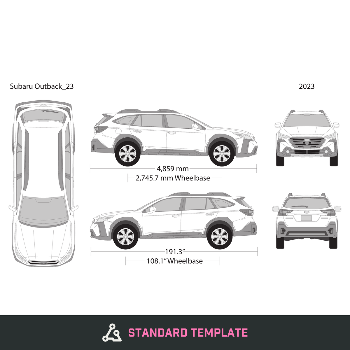 2023 Subaru Outback vector wrap template, Design-Ready PDF - GravBase