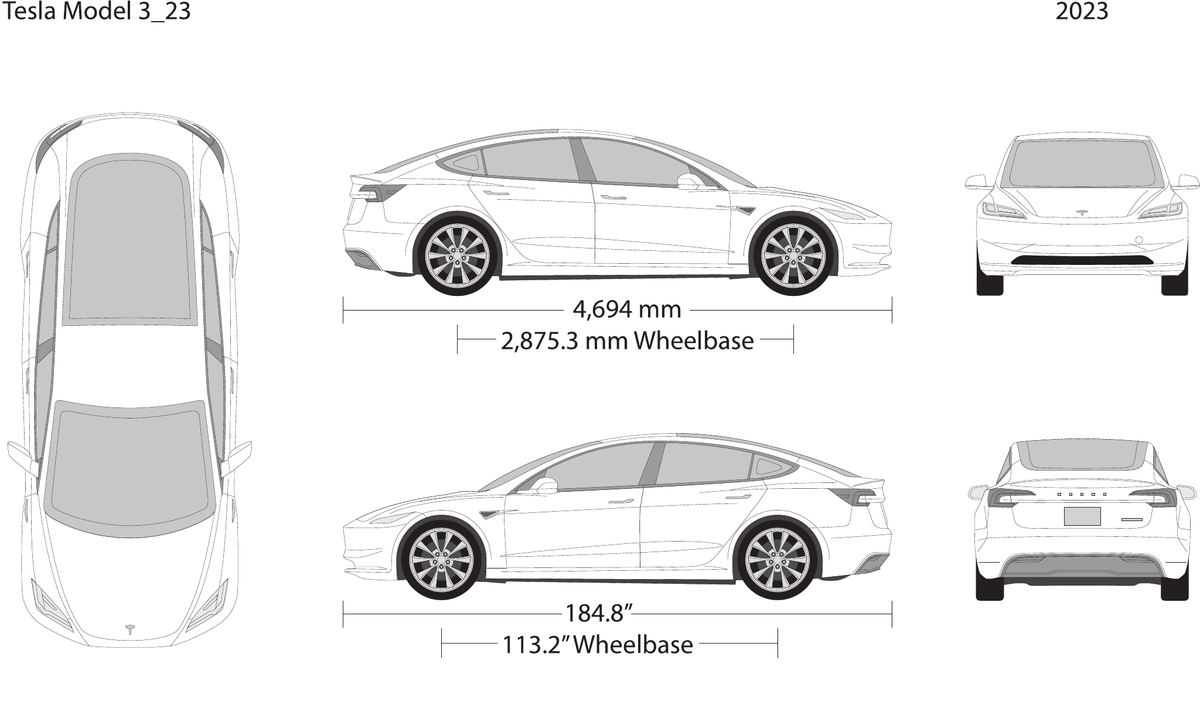 2023 Tesla Model 3 vector wrap template, Design-Ready PDF - GravBase