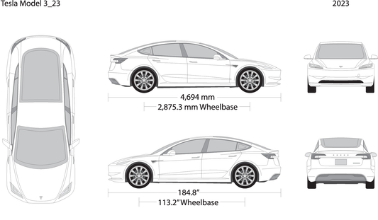 2023 Tesla Model 3 V23 Vehicle Wrap Template