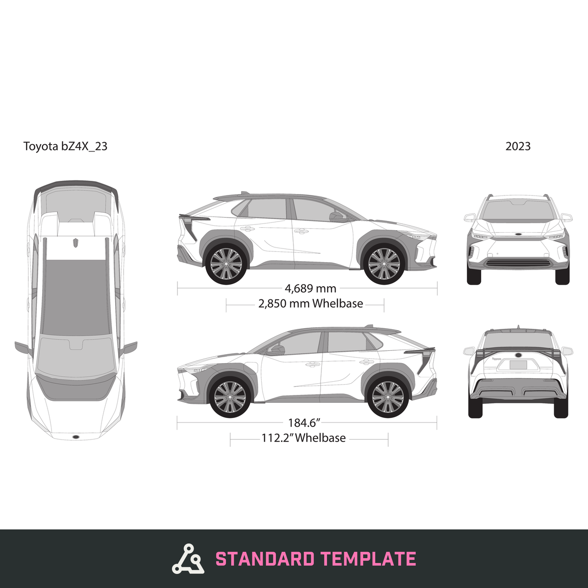 2023 Toyota Bz4X vector wrap template, Design-Ready PDF - GravBase