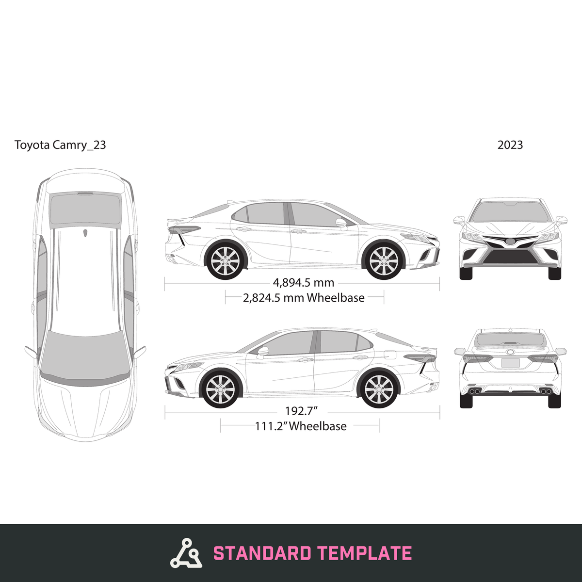 2023 Toyota Camry vector wrap template, Design-Ready PDF - GravBase