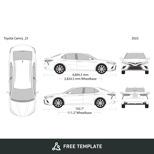 2023 Toyota Camry free vector vehicle wrap template - GravBase