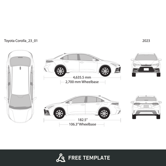 2023 Toyota Corolla free vector vehicle wrap template - GravBase