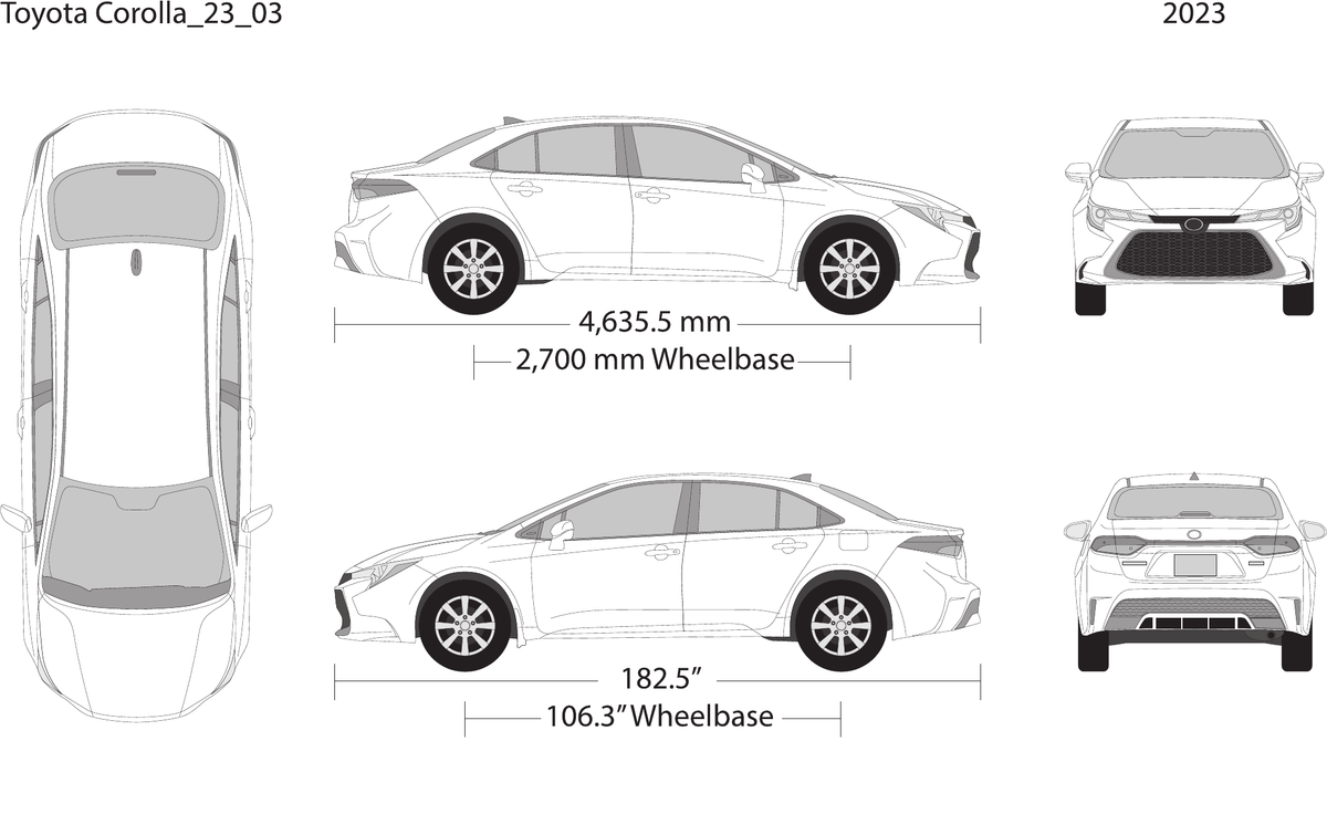2023 Toyota Corolla Vector Wrap Template - GravBase
