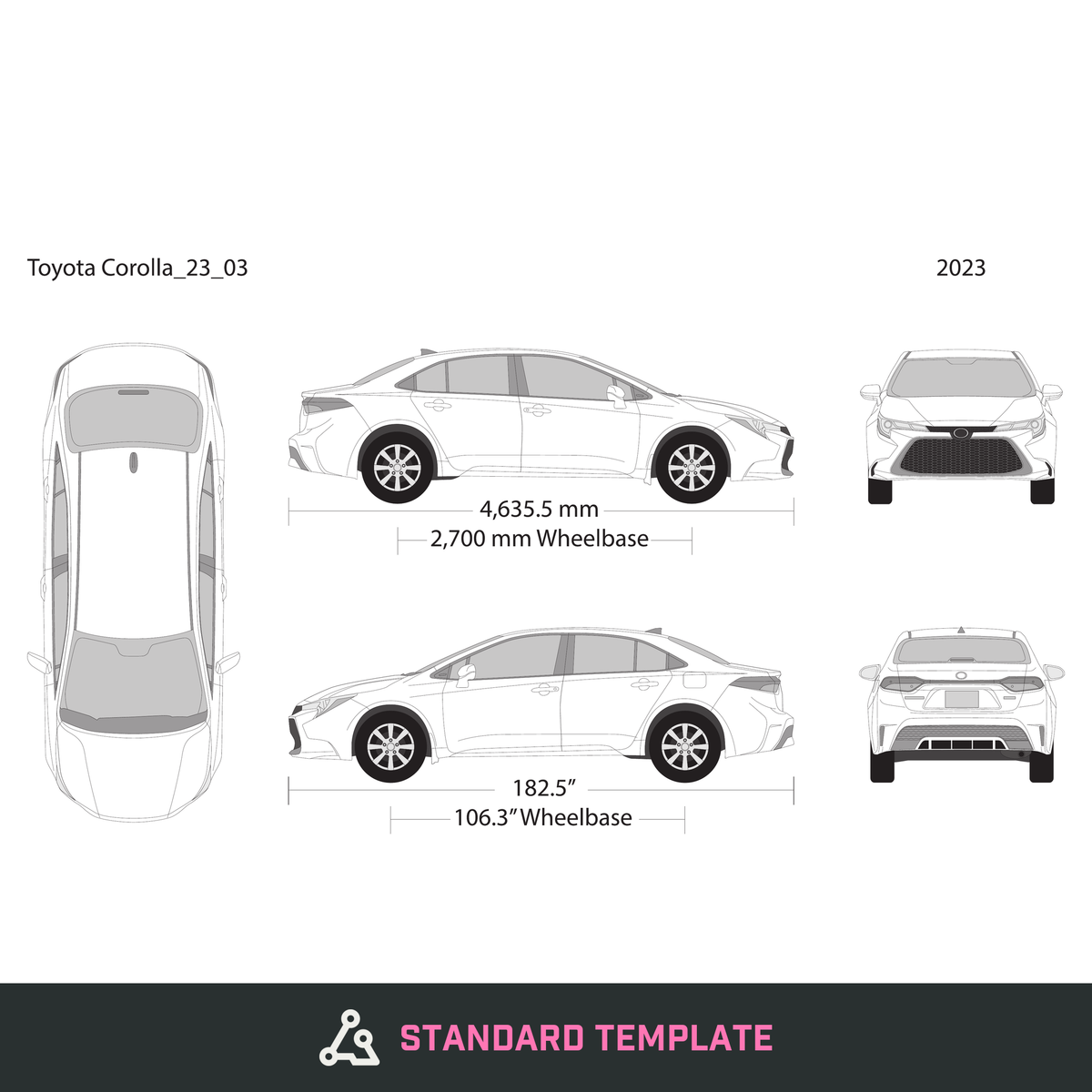 2023 Toyota Corolla vector wrap template V03, Design-Ready PDF - GravBase