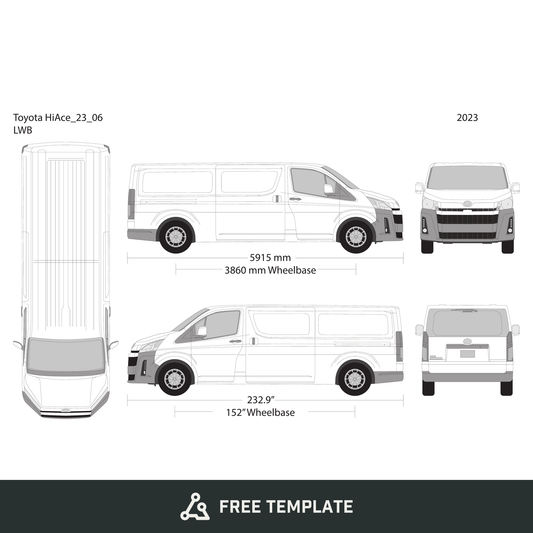 2023 Toyota Hiace free vector vehicle wrap template - GravBase