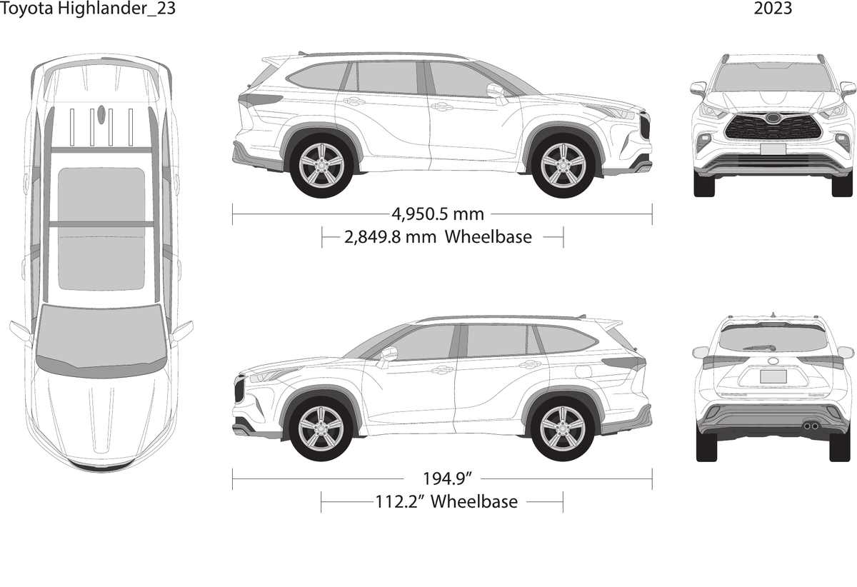 2023 Toyota Highlander vector wrap template, Design-Ready PDF - GravBase