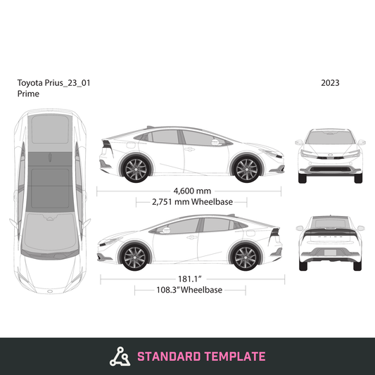 2023 Toyota Prius vector wrap template, Design-Ready PDF - GravBase