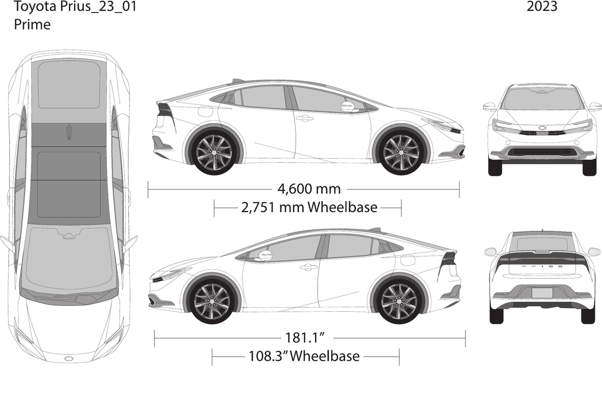 2023 Toyota Prius vector wrap template, Design-Ready PDF - GravBase