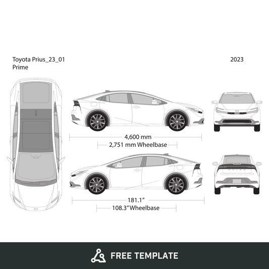 2023 Toyota Prius free vector vehicle wrap template - GravBase
