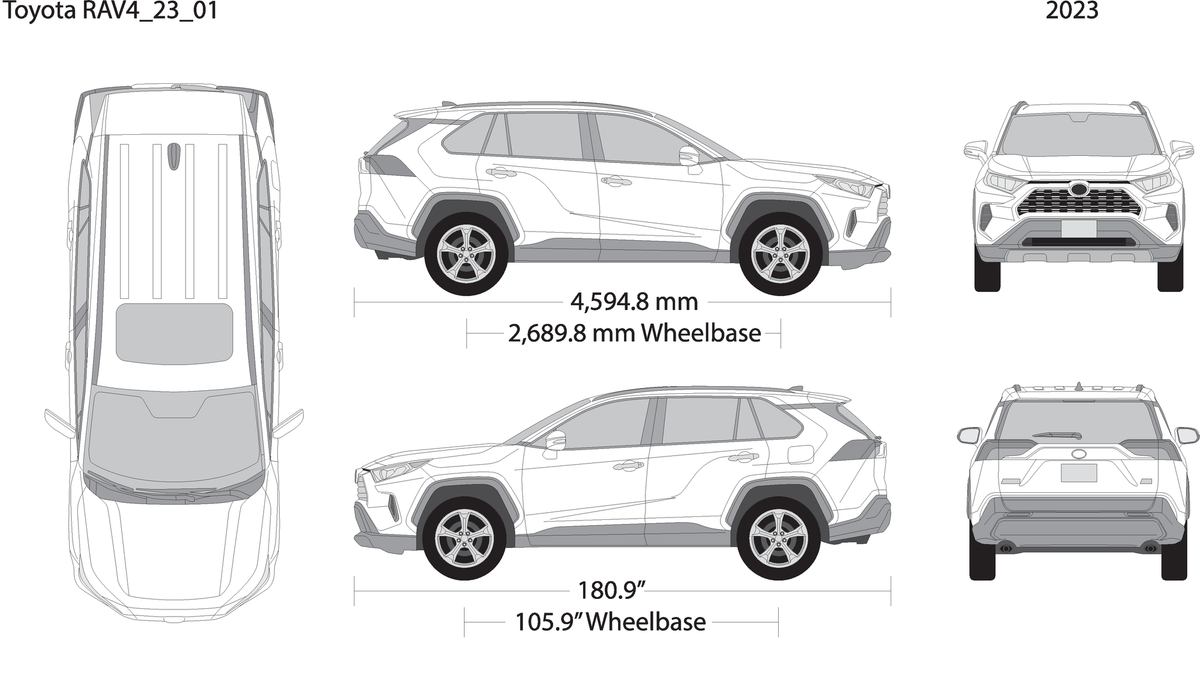 2023 Toyota Rav4 V23 Vehicle Wrap Template
