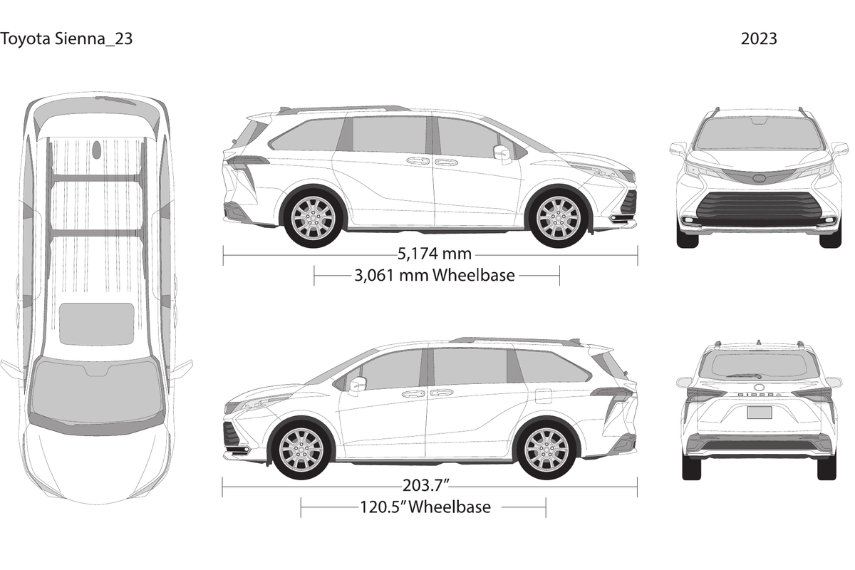 2023 Toyota Sienna vector wrap template, Design-Ready PDF - GravBase