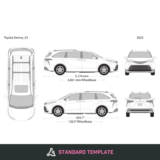 2023 Toyota Sienna vector wrap template, Design-Ready PDF - GravBase