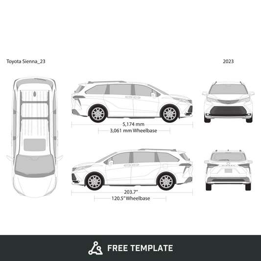 2023 Toyota Sienna free vector vehicle wrap template - GravBase