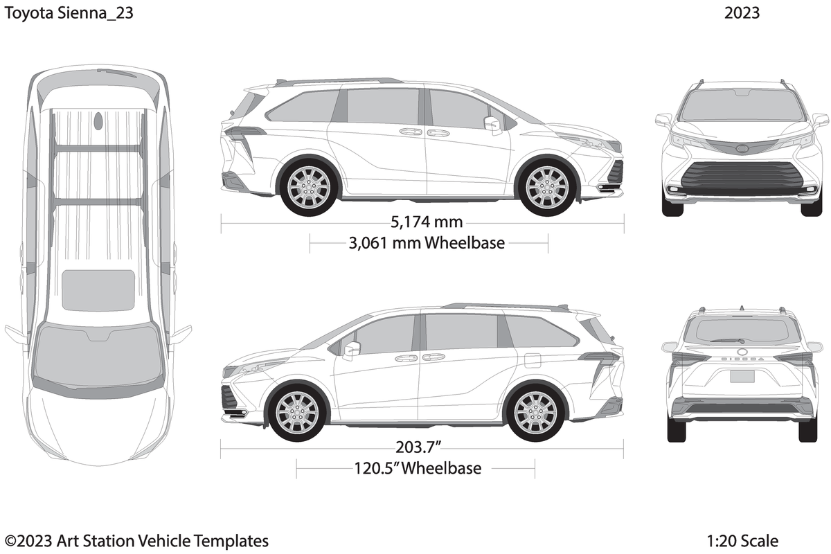 2023 Toyota Sienna V23 Vehicle Wrap Template