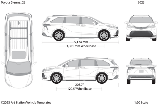 2023 Toyota Sienna V23 Vehicle Wrap Template