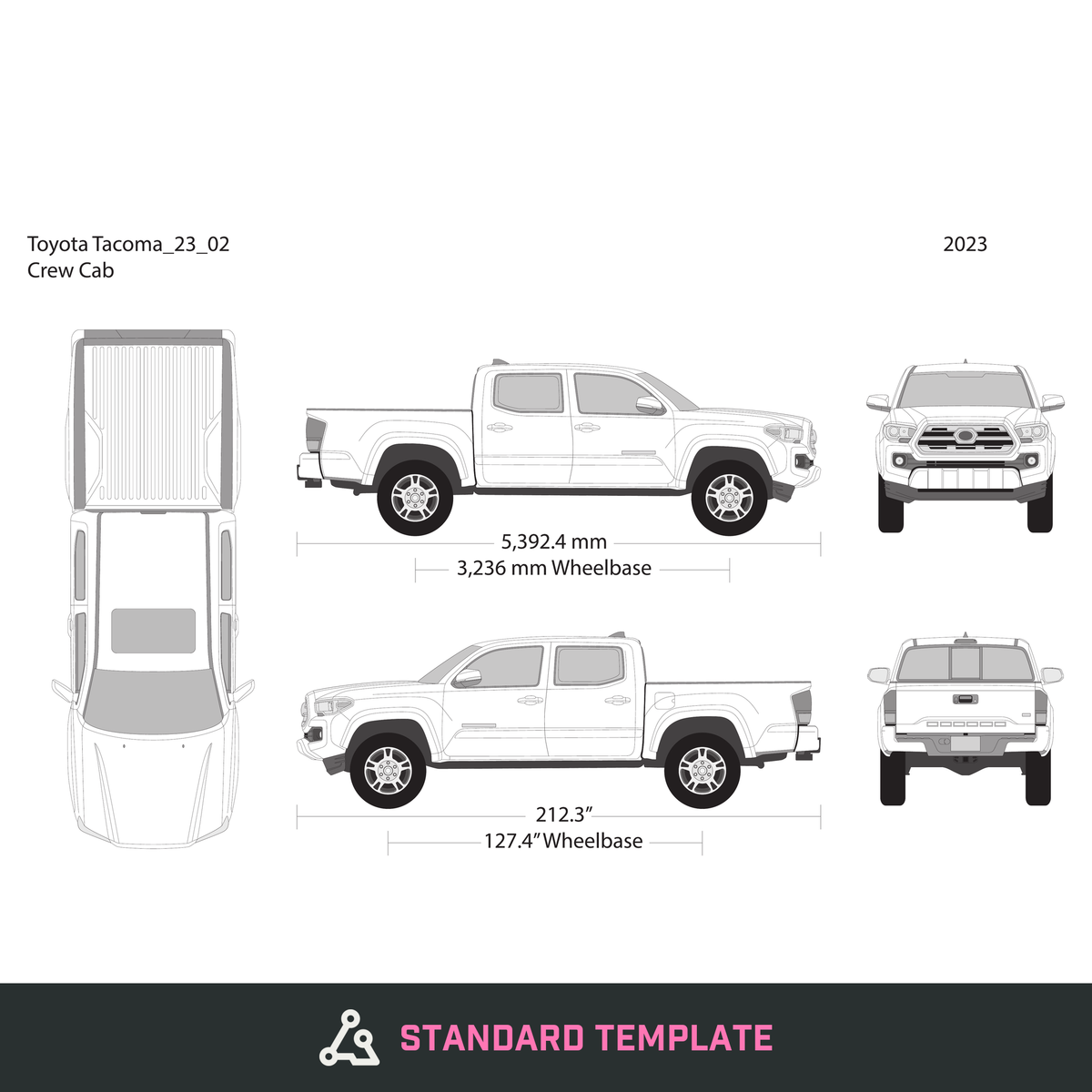 2023 Toyota Tacoma vector wrap template V02, Design-Ready PDF - GravBase