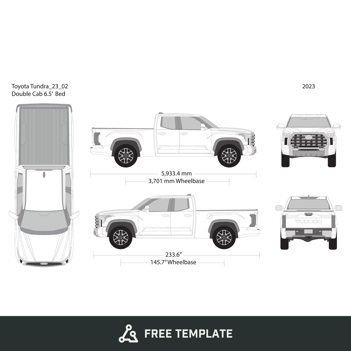 2023 Toyota Tundra free vector vehicle wrap template - GravBase