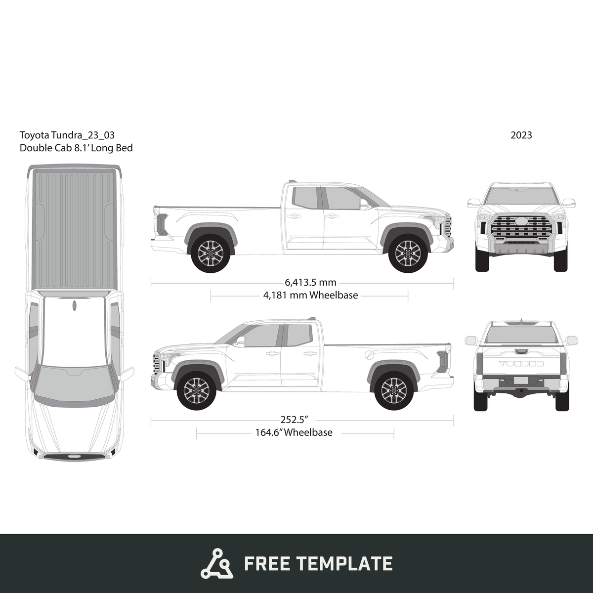 2023 Toyota Tundra free vector vehicle wrap template - GravBase