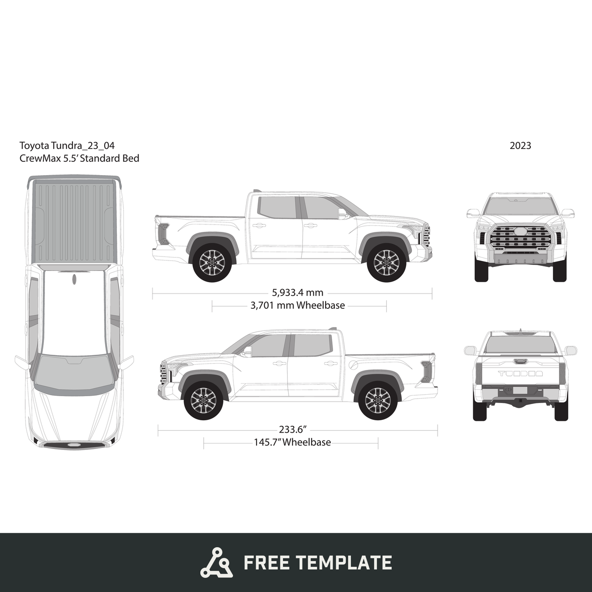 2023 Toyota Tundra free vector vehicle wrap template - GravBase