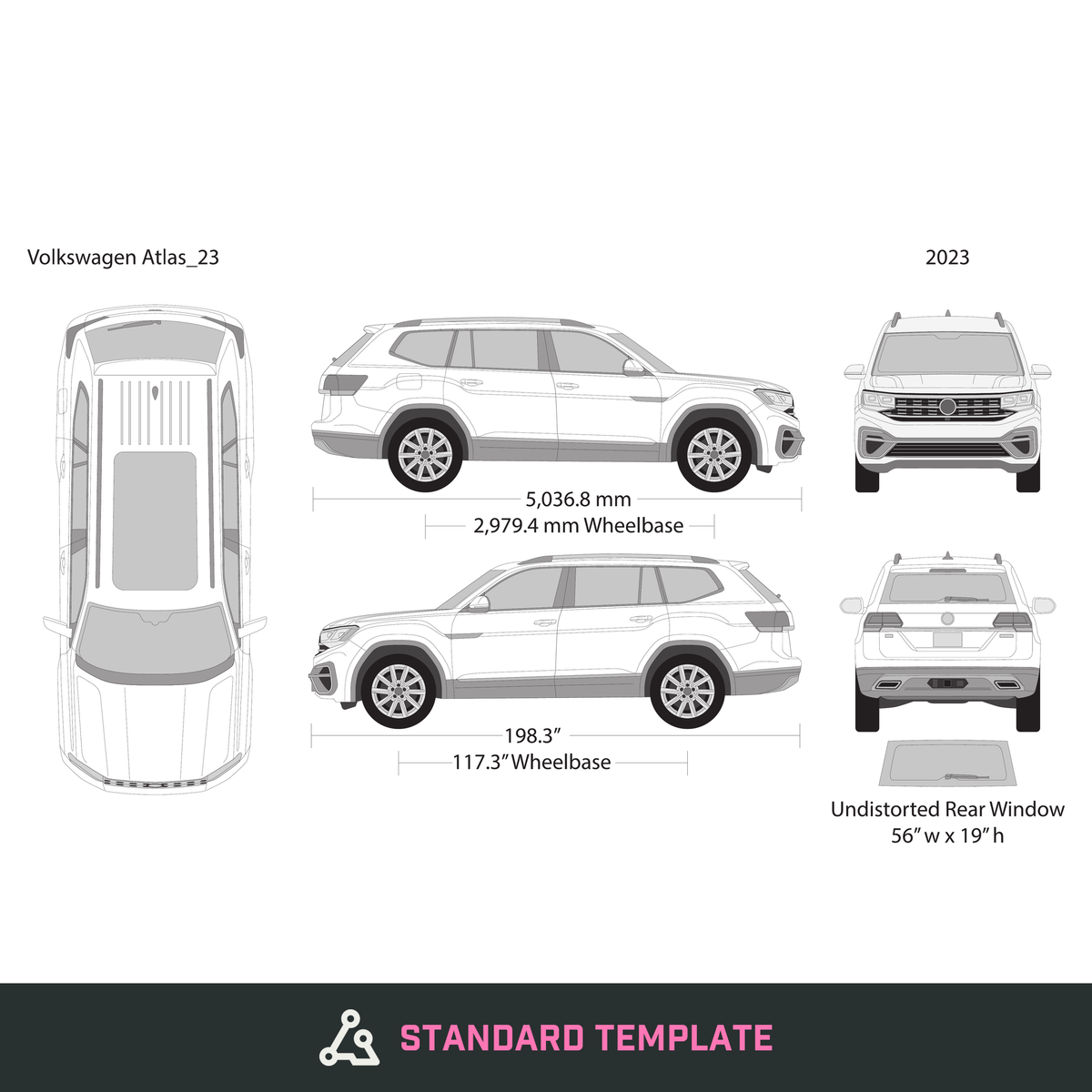 2023 Volkswagen Atlas vector wrap template, Design-Ready PDF - GravBase