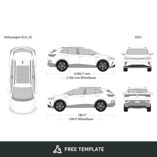 2023 Volkswagen ID 4 free vector vehicle wrap template - GravBase