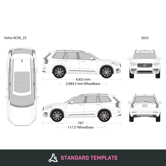 2023 Volvo XC90 vector wrap template, Design-Ready PDF - GravBase
