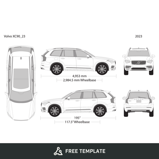 2023 Volvo XC90 free vector vehicle wrap template - GravBase