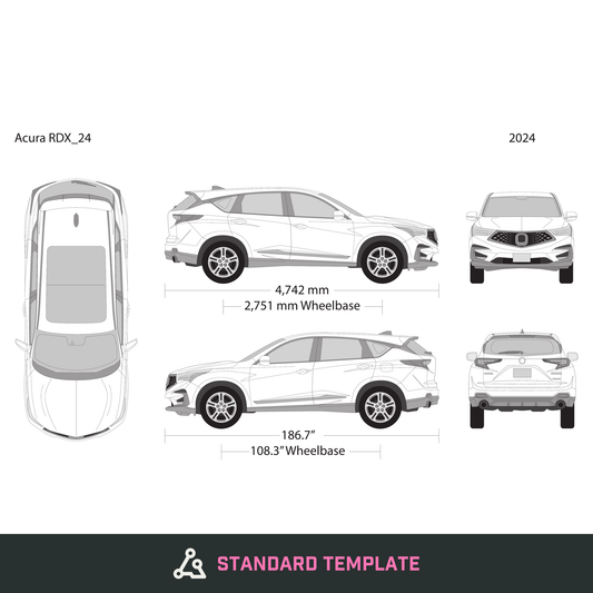 2024 Acura RDX vector wrap template, Design-Ready PDF - GravBase