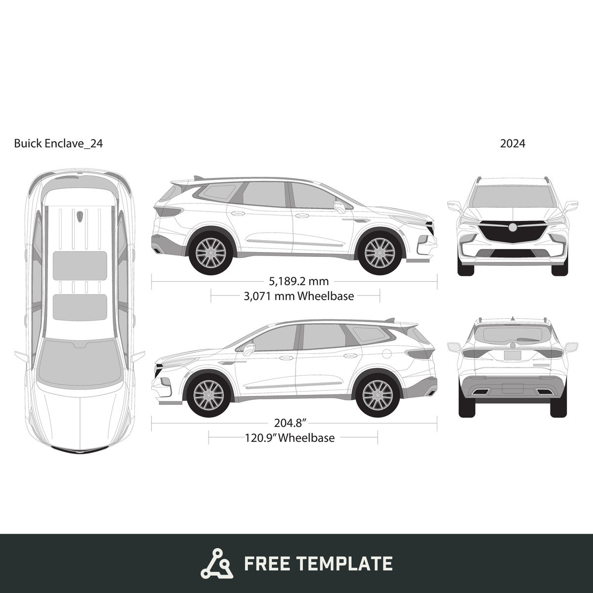 2024 Buick Enclave free vector vehicle wrap template - GravBase