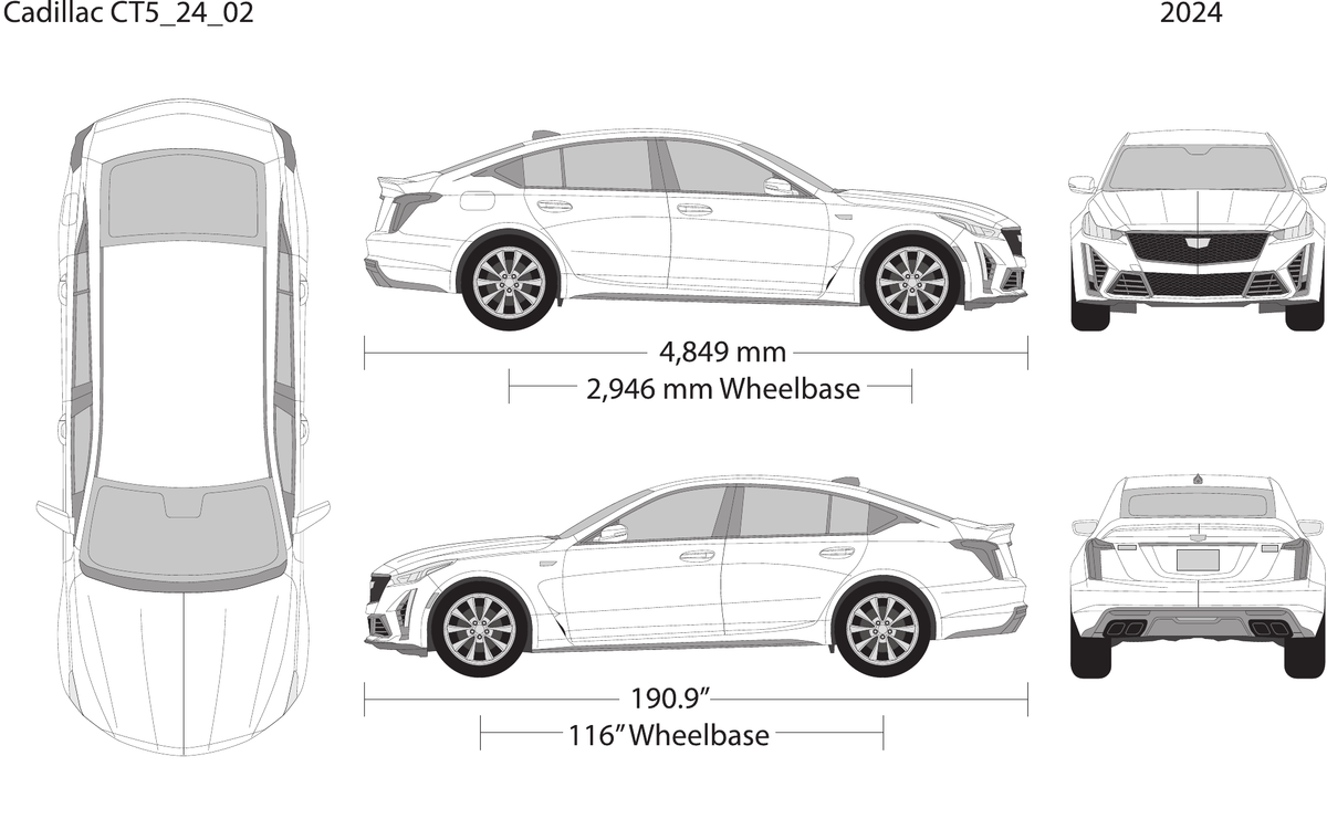 2024 Cadillac CT5 vector wrap template, Design-Ready PDF - GravBase