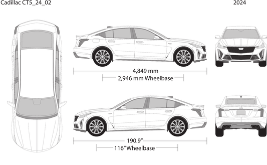 2024 Cadillac CT5 vector wrap template, Design-Ready PDF - GravBase