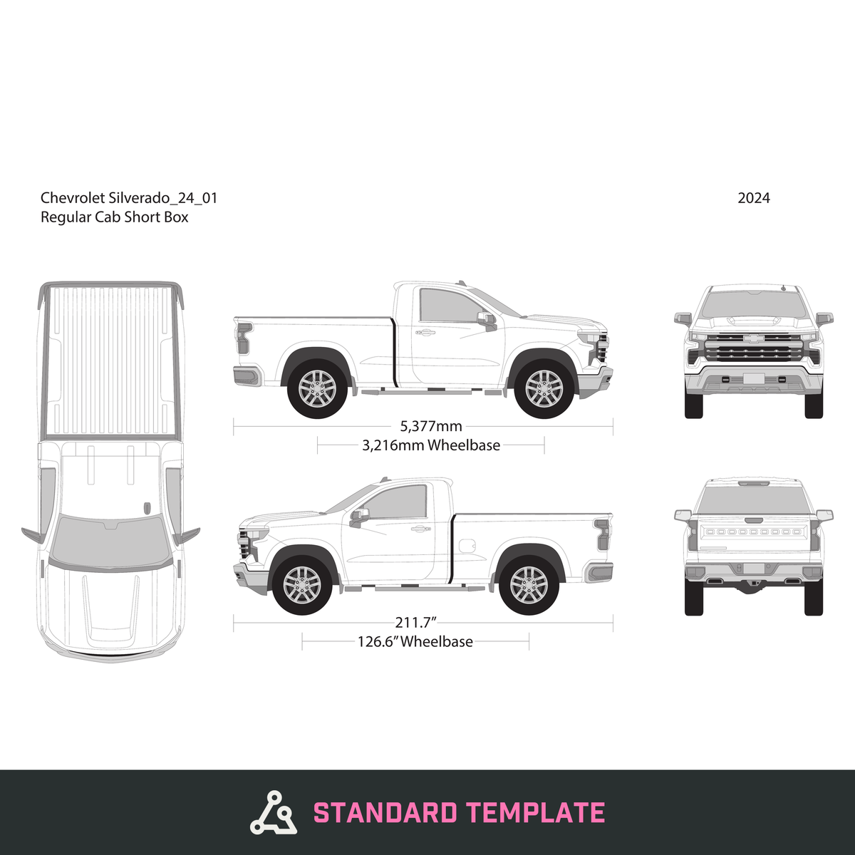 2024 Chevy Silverado 1500 vector wrap template V01, Design-Ready PDF - GravBase