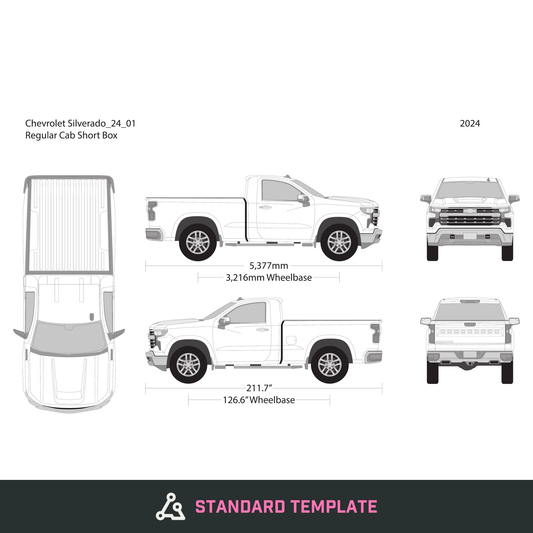 2024 Chevy Silverado 1500 vector wrap template V01, Design-Ready PDF - GravBase